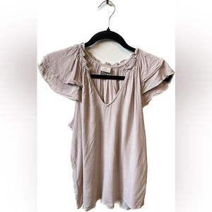 Lilac flutter sleeve top v neck A NEW Day